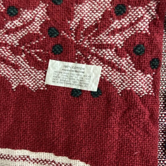 Vintage 1992 Christmas Tapestry Woven Throw Blanket Santa Doll Cozy 48 x 67 in - Picture 11 of 11